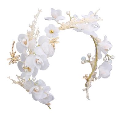 China Starry dry headband Korean wedding hair decoration bride headdress flower pearl jewelry wedding accessories for sale