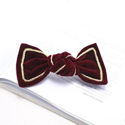 China Korean Style Fashion Korean Hair Clips For Girls Retro Velvet All-match Hairpin Bow-knot Hairpins for sale