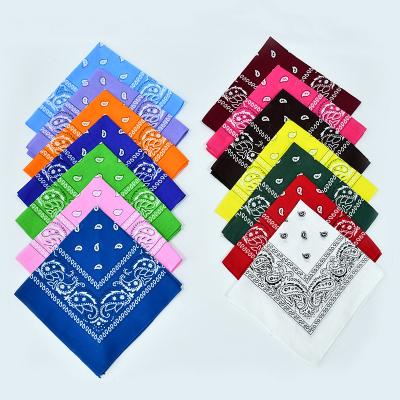 China Multifunctional 100% Cotton Paisley Printed Colorful Customize Head Wraps Outdoor Sport Parasol Scarf Recycling Magic Square Bandanas for sale