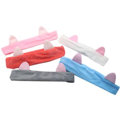 China Popular Korean Cute Spa Plush Shower Headband Wash Face Cartoon Cats Soft Headbands Headwear for sale