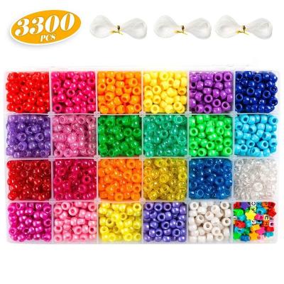 China 3300pcs/box European and American Style Decoration Hair Accessories 23 Color DIY Bucket Beads Hair Tie for sale