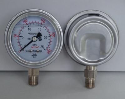 China Manometer With Flange 2.5 Inch-63mm All Stainless Steel Liquid Bottom Type Filled Pressure Gauge for sale