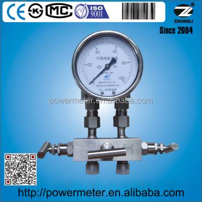 China Stainless Steel 100mm 4 Inch 3 Way Valve Differential Pressure Gauge 100 kPa Machines Headed for sale