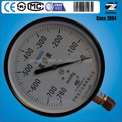 China Custom Steel Case Y100 Brass Internals 4 Inch 100mm Vacuum Gauge mmHg Y-100 for sale