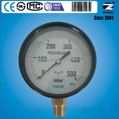 China 100mm Case Capsule Steel Gasket 500 mbar Low Pressure Gauge With Diaphragm Y-100A for sale