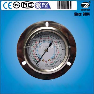 China 60mm Gas 3.8Mpa Freon Stainless Oil Filled Pressure Gauge Flanged Pressure Gauge 60mm for sale