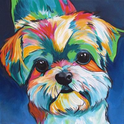 China Home Decorations.Gifts 40*50cm DIY Digital Oil Painting With Frame For Adults Children Beginners Cute Dog Animal Model Drawing Oil Painting By Numbers for sale