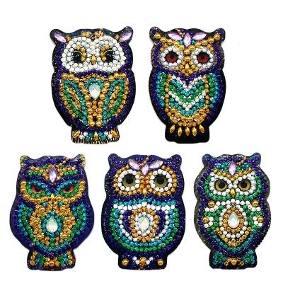 China Keychain Decoration 5pcs/set DIY Full Drill Owl Shaped Diamond Painting Keychain Diamond Keychain Holder Cross Stitch Keychain DIY Key Pendant for sale