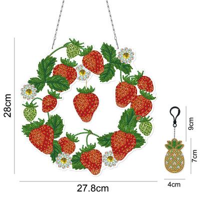 China Eco-friendly Diy Fruit Diamond Painting Flower Garland Strawberry Round Crystal Diy Paintings For Room Decor YH14 for sale