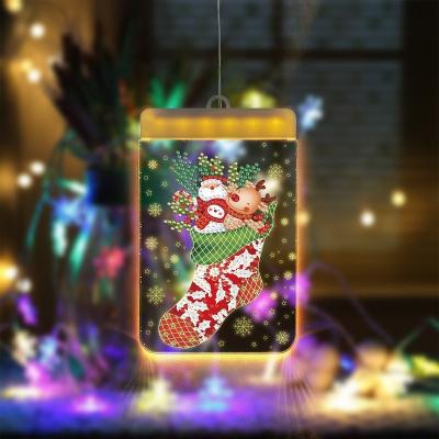 China Christmas new handmade diamond painting classical/postmodern ornaments DIY creative decoration led lamp sign pendant for sale