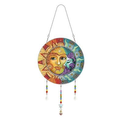 China New Classical/Postmodern Crafts Creative Tassel Arts Hanging Rhinestone Face Sun Smile Drill Rhinestone Crystal Diamond Painting for sale