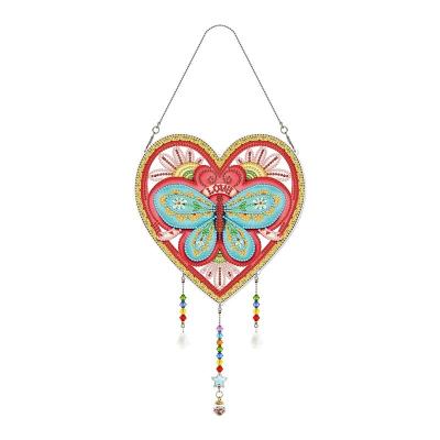 China New Classic/Postmodern Creative Butterfly Shaped Heart Wind Chime Wall Hanging Opens Arts Diamond Painting Pendant DIY Dream Catcher for sale