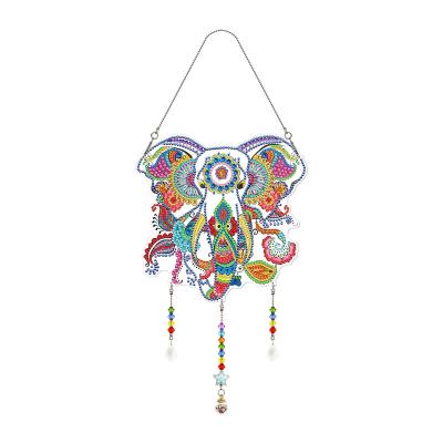 China Wholesale Animal Classic/Postmodern New Wind Chime Elephant Shaped Home Decoration DIY Diamond Paitning Dream Catcher for sale