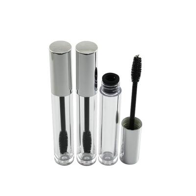 China Cosmetic New Arrival Low Moq Wholesales 6ml Glossy Silver Round Mascara Bottle Mascara Brush Container for sale