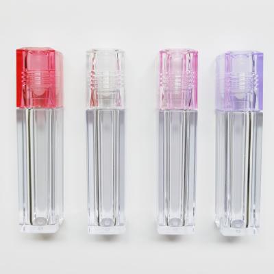 China Empty Square Luxury Hot Selling Clear Lip Gloss Roll On Bottle Square Lip Gloss Tubes for sale