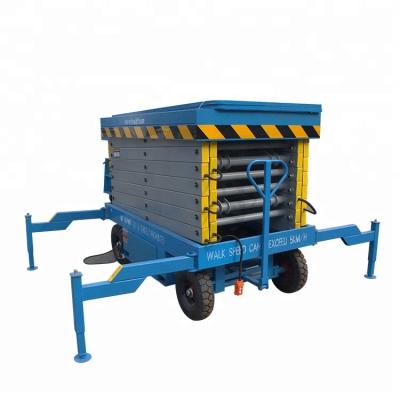 China Indoor or outdoor aerial work 16m indoor or outdoor aerial work CE and ISO certificates pull-behind electric scissor lift for container for sale