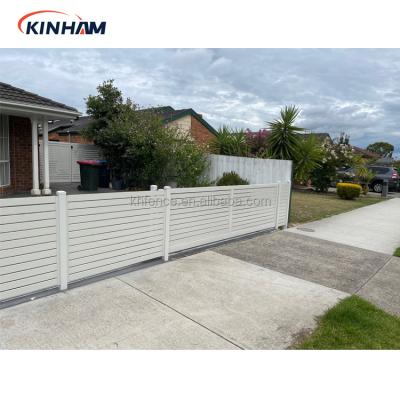 China Easily Assembled Powder Coated Black Horizontal Privacy Slat Aluminum Garden Privacy Fence Panels for sale