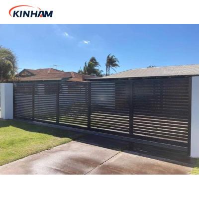 China Easily Assembled Privacy Slat Powder Coated Welding Black Garden Metal Aluminum Canopy Fencing Doors for sale