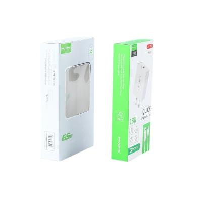 China Recycled Materials Customized Window Charger Packaging 2USB Refill Key Paper Box With Cable Mobile Phone Charger Packaging Box for sale