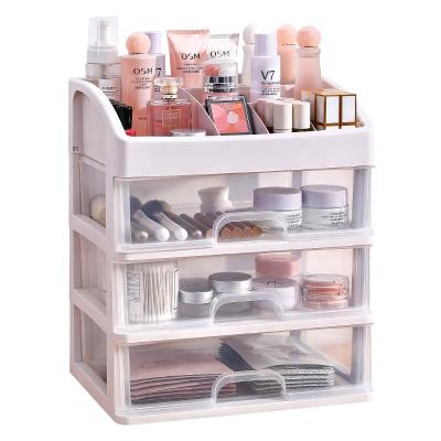 China Three-Layer Cosmetic Storage Box Transparent Multi-Function Desktop Drawer Make Up To Organize for sale