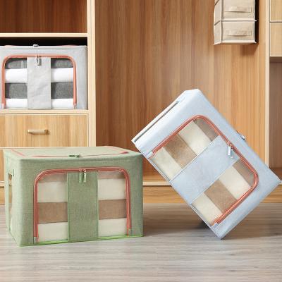 China Modern Double Window Four Vertical Steel Frame Thickened Cloth Foldable Waterproof Toy Cloth Storage Box Finishing Storage Box for sale