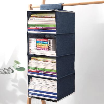 China Wholesale Flexible Folding 4 Layers Cotton Canvas Cloth Drawer Wardrobe Bag Cloth Cloth Clothing Storage Hanging Hanging Folding Box for sale