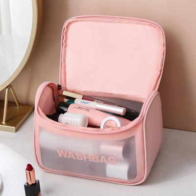 China Portable Clear Transparent Waterproof Organizer Cosmetic Bags Minimalist Travel PVC Personal Care Makeup Organizer for sale