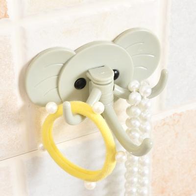 China Creative Cute Shape Punch Free Hook Elephant Kitchen Bathroom Behind The Door Nail Free Hook for sale