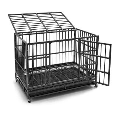 China Sales Stainless Steel Breathable Warm Heavy Duty Dog Crate 48inch Outdoor Dogs Crate For Medium Large Dogs for sale