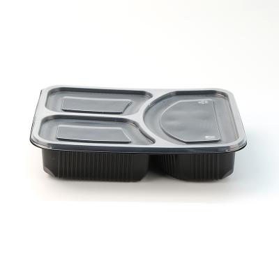 China Custom Microwavable Rectangle 3 Spaces Microwavable Custom Meal Box Bulk Pack Plastic Storage Clear Food Containers for sale