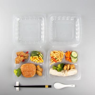 China Recycled materials microwave food plastic food container pp clear disposable container for sale