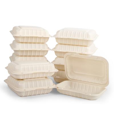 China Restaurant Oil-Resistant Food Catering Clamshell Lid Packaging Box Hinged Plastic Disposable Food Containers for sale