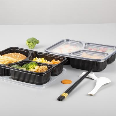 China Disposable Plastic Lunch Bento Box Meal Prep 3 Compartment Leak Proof Stackable Microwavable Microwavable for sale