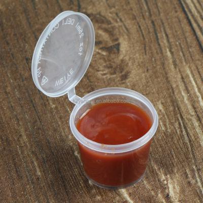 China 100% Disposable Plastic Transparent PET Sauce Cup And Sauce Container With Lids for sale