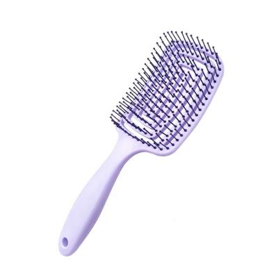 China Professional Salon Tools Soft Nylon Ball Tilted Curved Plastic Paddle Hairbrush Tooth Outer Comb Custom Hollow Out Hair Brush For Short Long Hair Home for sale