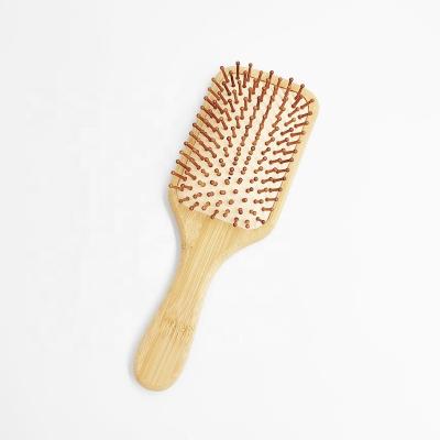 China Professional Salon Tools Bamboo Hair Brush With Cushion Paddle Natural Detangling Bristle Hair Scalp Massager Brush Scalp Massager Brush For Hair Growth for sale