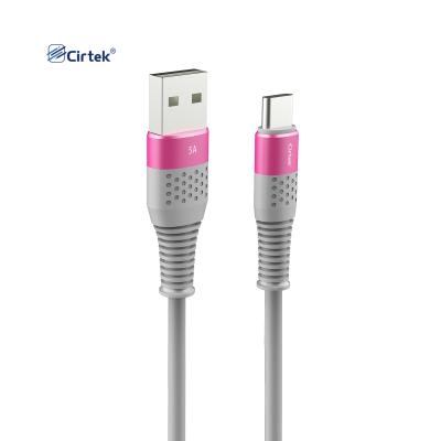 China Cirtek Silicon 5A Data Cable High Speed ​​Wire 1m Charging Anti Folding Quickly Charging USB To Type C Cord Wire Android Phone Cable Type C Fast Cable for sale