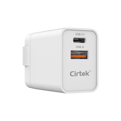 China Versatile PD 20W 2 Port Foldable Free Shipping Cirtek Charger USB Wall Charger Fast Wall Charger With Cube Power Adapter for sale