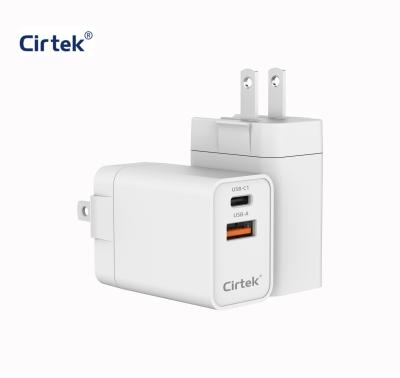 China PD 20W 3A Multi-Purpose Phone Accessories Cirtek USB C 20w Wall Charger Auto Mathing 2 Port Fast Charger Auto Mathing for sale