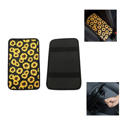 China Comfortable Fancy Design Sunflower Center Console Hood Pad Neoprene Car Armrest Cushion Cover ON SALE for sale