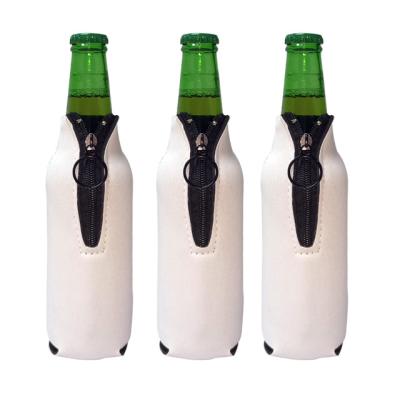 China Waterproof 330ml Sublimation Neoprene Beer Bottle Cooler Holder With Zipper for sale