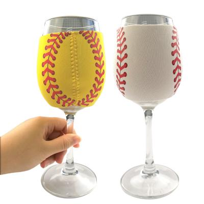 China Insulator Softball Style Baseball Tumbler Sleeve Wine Glass Insulated Cooler Holder for sale