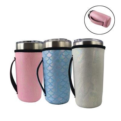 China Waterproof Iced Coffee Cup Sleeve Insulator Neoprene Cup Cover Holder For 30 Ounce - 32 Ounce Cup Tumbler With Handle for sale