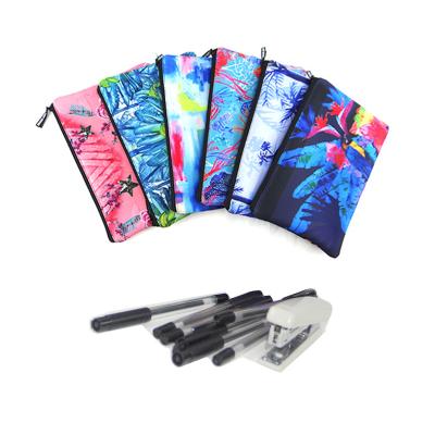 China OEM Eco-friendly Custom Printing Waterproof Neoprene Pencil Case Bag Zipper Cosmetic Bag for sale