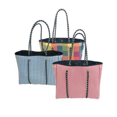 China Colorful Service Washable Neoprene OEM Lady Sack Perforated Tote Bag for sale