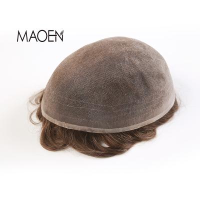 China Thin Custom PU Invisible Superfine Welded Mono Man Hair Hairpiece for sale