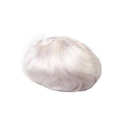 China Breathable and stretchy silky straight wave mono top and thin pu around white hair indian remy topper for women for sale