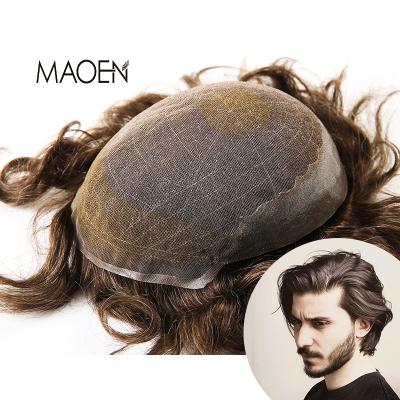 China High Quality Natural Straight Swiss Lace Toupe Q6 Base Toupe High Quality Natural Straight Swiss Lace Mens Hair Pieces Poly Mens Hair Pieces Hairpiece Q6 Brown Gray Brown Nots For Men for sale