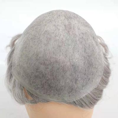 China Thin Pu In Stock 100% Remy Hair Super Thin Skin Full PU Mixed Hair Men Black White Gray Hairpiece for sale