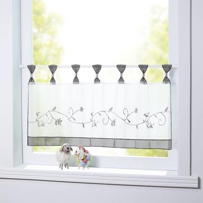 China Home Style Polyester Kitchen Insulated Sheer Curtain Embroidery Curtain European White Fabric for sale